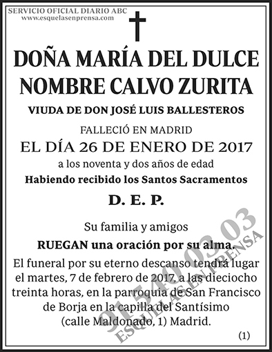 María del Dulce Nombre Calvo Zurita